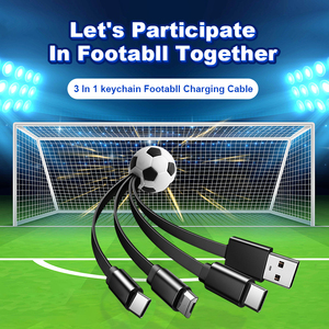 สายชาร์จ USB รูปทรงฟุตบอลแบบกำหนดเอง ของขวัญ ดีไซน์ลูกบอลกีฬา พวงกุญแจอเนกประสงค์ สายชาร์จ 3 in 1 - Product Image 3