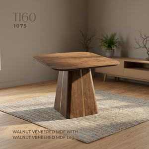 Modern Square Dining <b>Table</b> <b>Solid</b> <b>Wood</b> Legs Walnut Veneered MDF <b>Top</b> Pedestal Base for Cafe Restaurant Hotel Banquet Use 4-Seater - Product Image 2