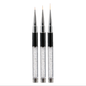 Ensemble de 3 pinceaux à ongles Kolinsky avec manche en strass blanc, pinceaux fins pour la peinture de détails, pour la manucure - Product Image 1