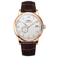 Montre-bracelet LOBINNI à mouvement ultra-fin, montre automatique de luxe en cuir, étanche, pour homme, acier inoxydable, ronde, 20 cm