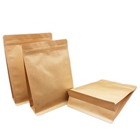 Sac d'emballage biodégradable en papier kraft brun à soufflet latéral, auto-scellant, avec fenêtre, fond carré
