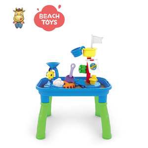 Table de jeu sable et eau pour enfants, ensemble de 11 pièces avec lit de plage, tour à eau, entonnoir, moules et roue, jouet d'extérieur en PP pour tout-petits - Product Image 3