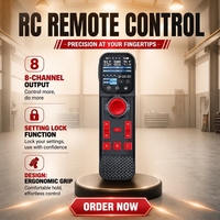 HotRC DS800 8CH Télécommande 2.4GHz Émetteur et Récepteur RC à une main pour Bateau à appât RC, Remorqueur, Crawler, Char, Robot