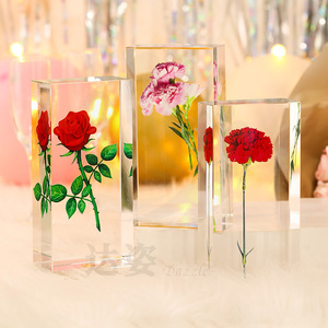 Ornement en verre cristal en forme de rose, bloc décoratif en verre artistique pour la maison, le bureau, cadeau de la Saint-Valentin - Product Image 2