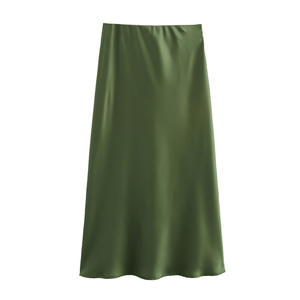 Nouvelle <span class=keywords><strong>jupe</strong></span> <span class=keywords><strong>longue</strong></span> taille haute en <span class=keywords><strong>satin</strong></span> de soie anti-plis, style français vintage, perlée et zippée, pour femme, collection été - Product Image 6