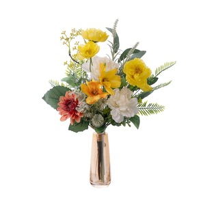 Bouquet de fleurs artificielles CallaFloral jaunes, oranges et blanches en plastique pour la décoration de la maison et les accessoires de mariage CF01462 - Product Image 5