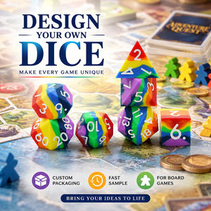Ensemble de dés polyédriques en silicone mdn avec emballage personnalisé couleur arc-en-ciel rpg dés tranchants mdn 7 pièces dés pour donjons <span class=keywords><strong>et</strong></span> dragons - Product Image 2