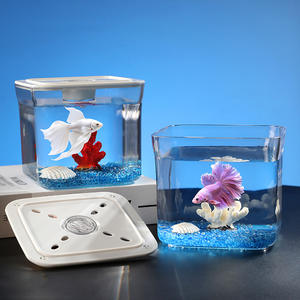 Aquarium en Gros en Acrylique Transparent pour Poisson Betta avec Éclairage LED, Kit d'Aquarium de Bureau de 0.4-0.6 Gallon avec Couvercle, Plantes Décoratives (MOQ 50) - Product Image 2