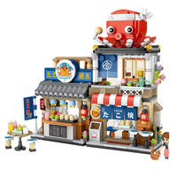 Kit de construction de micro-blocs personnalisé de 722 pièces, modèle de scène de rue japonaise, boutique de takoyaki, jouet éducatif STEM, marque privée