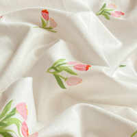 Design Floral de luxe Double couche pierre lavé imprimé Faux lin reine King Size 100% Polyester imprimé housse de couette ensemble de literie