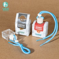 Emballage YAN, flacon de parfum pour voiture portable, carré, transparent, 8 ml, avec couvercle en bois, boîte en papier personnalisée
