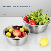 Grand bol mélangeur rond en acier inoxydable pour cuisine, argenté, écologique, pour servir la salade, emballé en carton