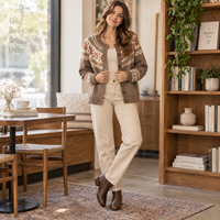 Cardigan en tricot Fair Isle pour femme, jacquard nordique, boutonné, col rond, tricot d'hiver décontracté, personnalisable OEM ODM