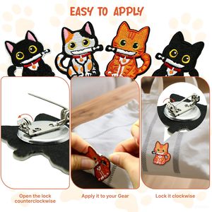4 Pcs Cat Embroidered <b>Patches</b> Iron On Appliques For <b>Backpacks</b> Jackets Colorful Knife Meme Design - Product Image 3
