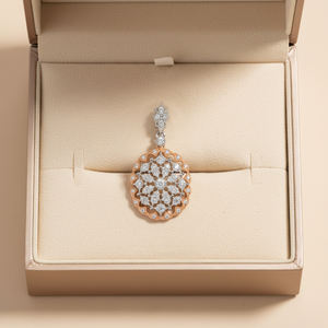 Newest Products Vintage Antique Lace Craft Shiny Exquisite Pendant Jewelry Handmade Real Natural Diamonds 18K Solid Gold Pendant - Product Image 4