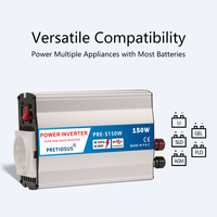 Pretiosus Inverter 150W Convertisseur de puissance 12VDCto 220VAC Adaptateur de véhicule Prise de courant avec chargeur de voiture USB pour ordinateur portable
