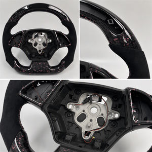 Volante Sportivo in Fibra di Carbonio Forgiata con LED Rossi e Rivestimento in Pelle per Chevrolet <span class=keywords><strong>Corvette</strong></span> C7 Camaro, Personalizzazione Premium - Product Image 3