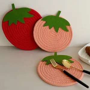 New Design Little Strawberry Pumpkin Cute Fruit Series Cotton Rope Placemat Table Placemats