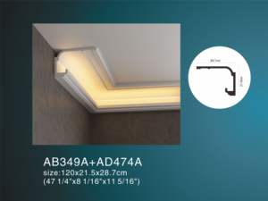 Moulure murale décorative de style européen, moulure de corniche en polyuréthane populaire avec fente pour lampe, pour intérieurs d'hôtels, fabriquée en Chine - Product Image 3