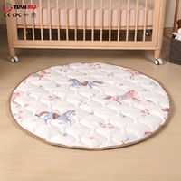 Tapis de jeu rond doux et luxueux en coton et lin, design populaire, pour bébé, idéal pour le jeu et le sommeil