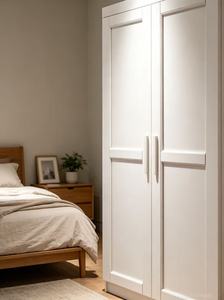 Armoire à panneaux blanche haut de gamme à 2 portes, meuble de rangement moderne et minimaliste pour vêtements, idéal pour la chambre à coucher - Product Image 6