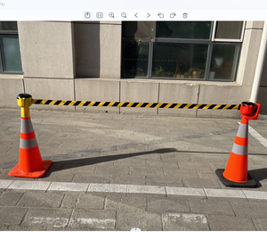 Allarme stradale in plastica sicuro per strada 9 metri giallo rosso nastro di sicurezza barriera per il traffico a cono cintura retrattile - Product Image 6