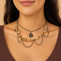 Nouveau collier superposé avec pendentif lune en pierres irrégulières pour femme, style vacances, perles