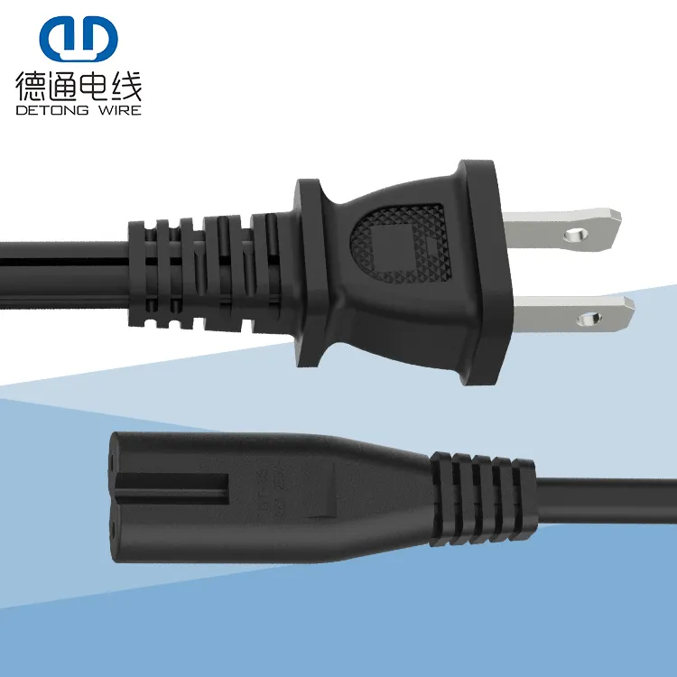 New Arrival 300V Home PVC Insulated American Standard Two Plug Power Cord Extension Cable