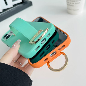 Bán Buôn Sang Trọng Handmade PU Da Dây Đeo Tay Đứng Trường Hợp Đối Với <span class=keywords><strong>iPhone</strong></span> 16 17 Pro Max Da Trường Hợp Với Dây Đeo Cổ Tay Dây Đeo Chân Đế - Product Image 5