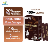 Compléments de beauté à base de plantes pour la perte de poids et la croissance musculaire chez l'adulte avec extrait de café vert et de thé vert en poudre 10 sachets/boîte