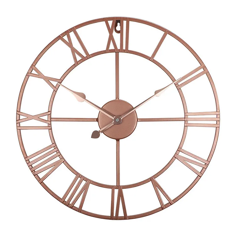 16" 20" Custom Round Vintage Roman Number Decorator Metal Quartz Wall Clock with Sweep Movement