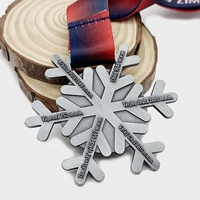 Médaille de trophée sportif en métal avec logo personnalisé du fabricant, design double face, médaille d'honneur pour les Jeux d'hiver, médaille de ski en forme de flocon de neige