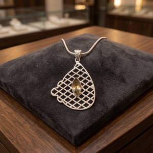 Colgante de Plata de Ley Hecho a Mano de Alta Calidad con Amatista Verde Marquesa Natural y Cadena de Serpiente, Joyería Elegante para Fiesta de Mujer - Product Image 3