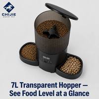 Distributeur automatique de nourriture pour animaux de compagnie, double bol, intelligent, WiFi, Bluetooth, alimenté par batterie, transparent, étanche, en PP, 7L, anti-blocage, pour chats