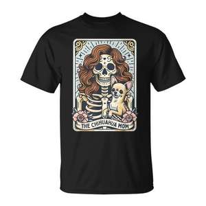 Camiseta con diseño de esqueleto de Chihuahua Mom Tarot Card, estilo mágico para amantes de los perros - Product Image 1