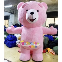 Guangzhou Plaisir CE Gonflable Rose Ours En Peluche Mascotte Adulte Dessin Animé Costume De Fête À La Main Logo Personnalisé
