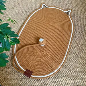Woven Cotton Cord Cat Claw Mat Self Hi Ball All-in-one Sleeping Mat Washable Grinding Claw Mat Oval Cat Pad - Product Image 4