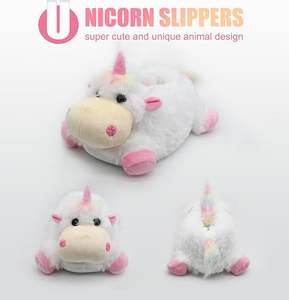 어린이를위한 실내 퍼지 겨울 동물 팬더와 암소 봉제 슬리퍼 따뜻한 실내 슬리퍼 - Product Image 5