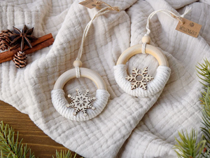 OFFERTA SPECIALE: Decorazioni Natalizie Boho, Set di Mini Ghirlande in Macramè per Albero di <span class=keywords><strong>Natale</strong></span> con Fiocchi di Neve in Legno, Idea Regalo - Product Image 6