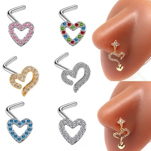<span class=keywords><strong>Gaby</strong></span> nuevo diseño 316L Acero quirúrgico grado médico corazones piercing de NEZ anillos cuelgan nariz piercing joyería - Product Image 1
