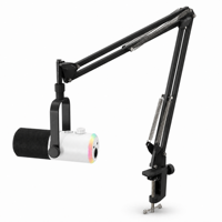 Microphone dynamique cardioïde USB/XLR BKX-43+ blanc avec support pour podcast, jeux et streaming en direct