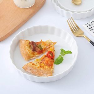 Commercio all'ingrosso della fabbrica bianco rotondo 4/5/6/7/9/11 pollici in ceramica bakeware ramekin set antipasto pizza dessert teglie - Product Image 5