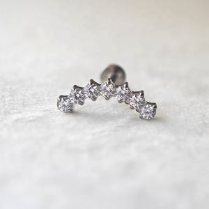 卸売カスタムG23チタンピアス内ネジ式ラウンドジルコンヘリックススタッドピアスフラットバック軟骨ボディジュエリー - Product Image 1