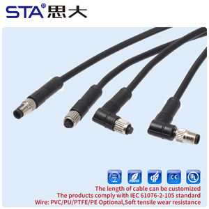 Fabrika M5 konektörü IP67 su geçirmez 3 4pin plastik korumasız kablo düz erkek kadın Overmolded havacılık fiş lehim - Product Image 4