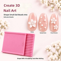 Rouleau à billes de gel pour ongles de 3 mm, plaque en silicone double face pour la modélisation de fleurs 3D, outil de sculpture pour l'art des ongles DIY