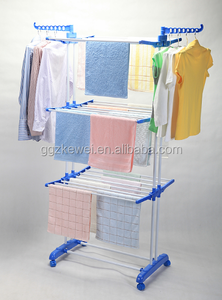Retractable 3 Tier Drying Rack Metal PP <strong>Folding</strong> Drying Rack Clothes Towel with Wheels Home <strong>Kitchen</strong> Bathroom Standing ISC-M6031 - Product Image 2