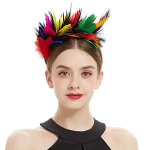 Tocado de flores de broche de lujo para mujer, fiesta de carnaval, tocado de Mascarada, sombrero Derby de Kentucky con plumas