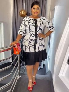 2024 African Print Lace <strong>Dress</strong> Turkey Design Plus Size Contrast Pleated <strong>Dress</strong> Women's Fashion Office <strong>Type</strong> Skirt - Product Image 4