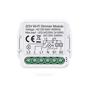 Módulo de Atenuación Inteligente WiFi Tuya de Gran Calidad con Atenuación Continua y Control por Voz, Requiere Línea de Fase y Línea Neutra, 2 Canales PST-D02 - Product Image 1