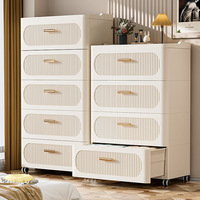 Meuble de rangement à tiroirs en plastique épaissi, style européen, grande capacité, pour salon et maison, avec roulettes, pour l'exportation